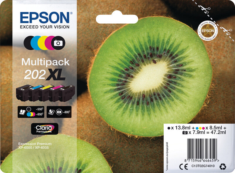 Epson Tintenpatronen-Multipack 202XL, XL, 5er-Pack – für verschiedene Modelle