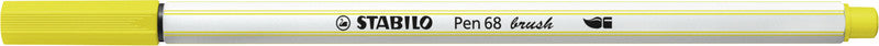 STABILO Pen 68 Filzstift – Pinselspitze, 1 mm, wasservermalbar, zitronengelb