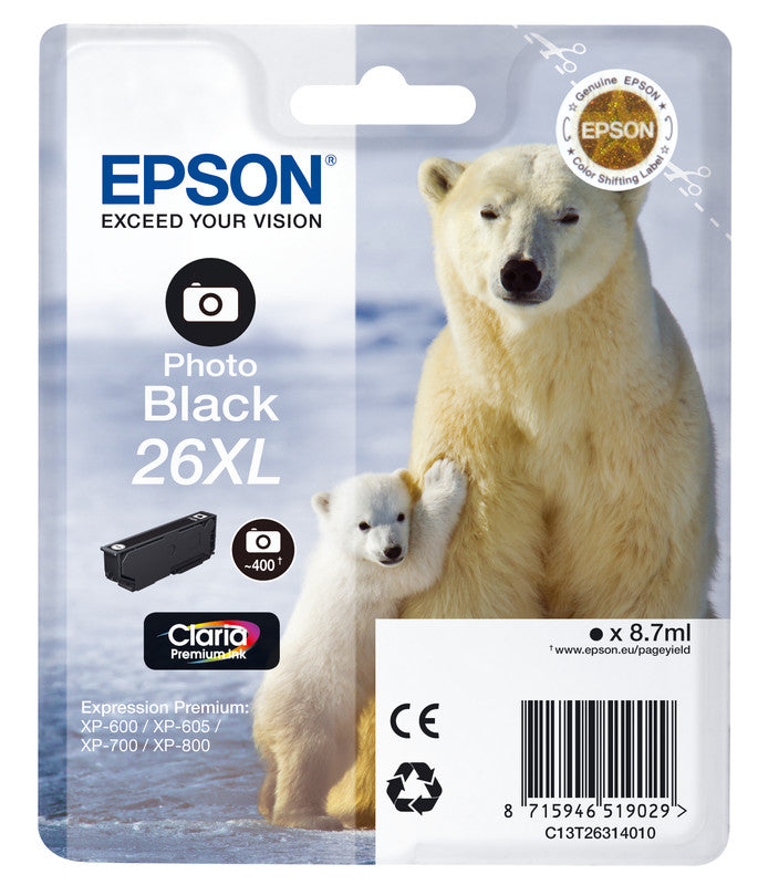 Epson Tintenpatrone 26XL, Schwarz, XL – für Epson-Drucker