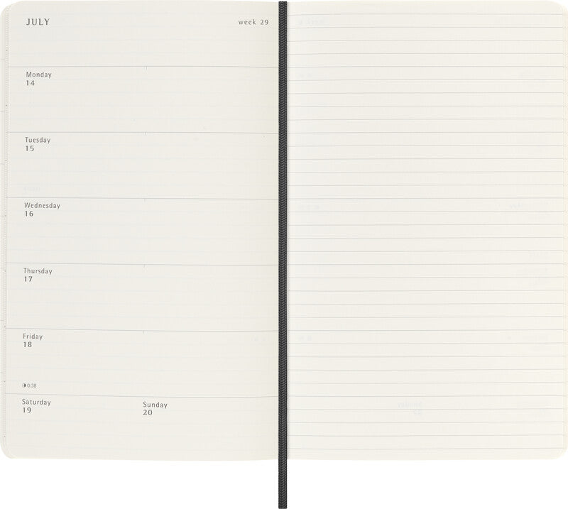 Moleskine Softcover Schüleragenda – 1 Woche pro Seite, gebunden, 13 × 21 cm, 18 Monate Juli–Dezember, schwarz, FSC
