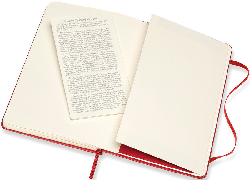 Moleskine Notizbuch, 115 × 180 mm, liniert, Leimbindung, Hardcover, 208 Seiten, 70 g/m² – scharlachrot