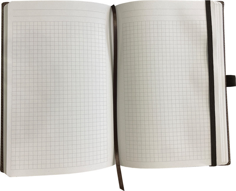 Denkzettel Notizbuch A5, kariert, gebunden, Hardcover, 192 Seiten, perforiert, 80 g/m² – grau