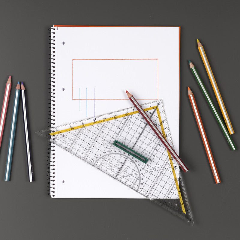 Linex Wandtafel-Geodreieck – Hypotenuse 32 cm, Acrylglas, transparent, mit abnehmbarem Griff