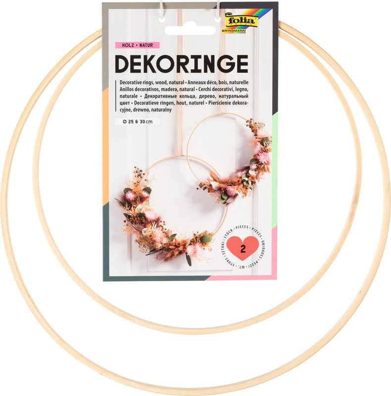 Folia Deko-Ring – braun – Ø 250 + 300 mm, 2 Stück – zum Basteln – Bambus