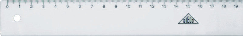 Sieco Wandtafel-Lineal 20 cm – Kunststoff, weiss, mit Tuschekante, 2,2 mm