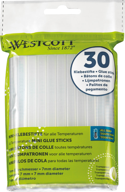 Westcott Heissklebepatronen – transparent, hochbelastbar, für Basteln, 30 Stk., 102 × 7 mm