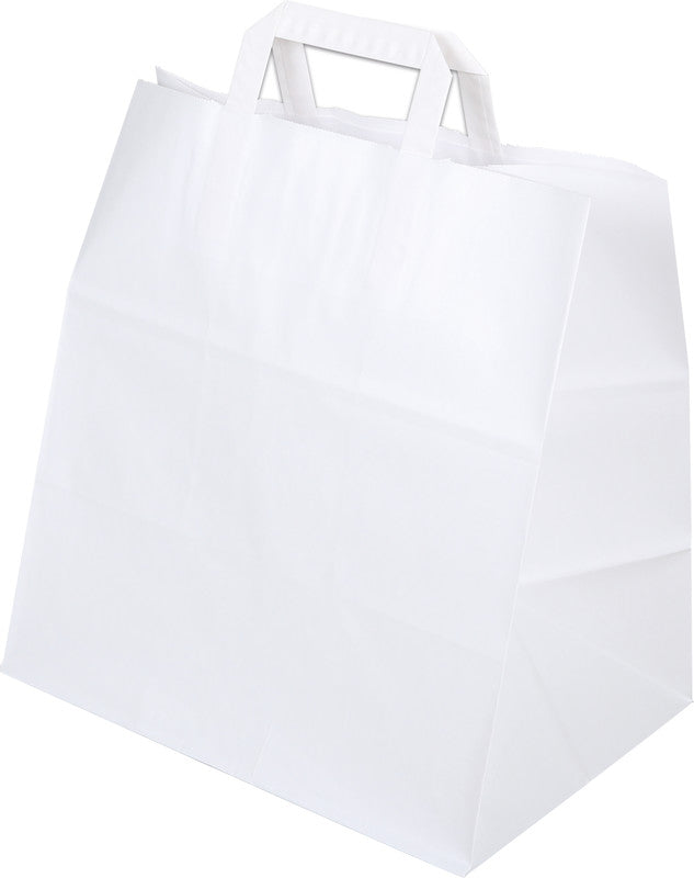 Elco Papiertragetasche mit Flachhenkel – 32 × 34 × 22 cm – Kraftpapier, 80 g/m² – Weiss – 50 Stk.