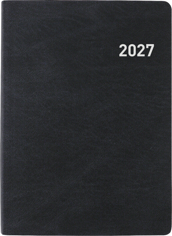 Biella Rex Agenda – 1 Woche/2 Seiten, gebunden, 10,1 × 14,2 cm, 2027, schwarz, FSC