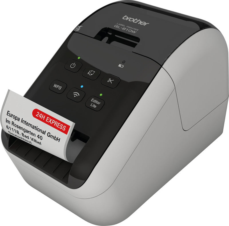 Brother QL-810Wc – Etikettendrucker, Thermodirekt, für DK-Rollen bis 62 mm, 2-farbig (schwarz/rot), USB, 300 dpi