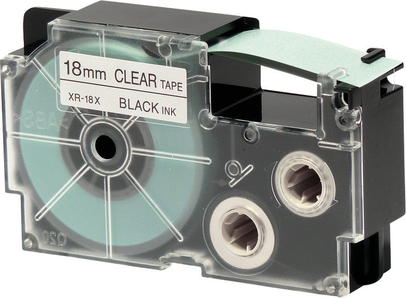 Casio Schriftband – 18 mm × 8 m, transparent, schwarz