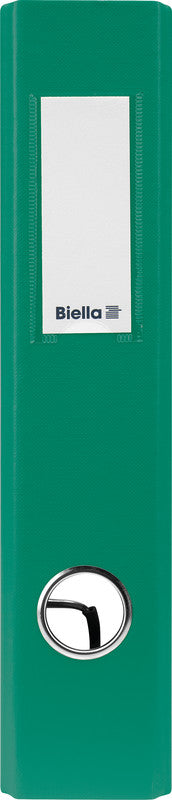 Biella Ordner – A5 hoch – 2-Ring Hebelmechanik, Rücken 40 mm – grün, mit Niederhalter, mit Griffloch, FSC
