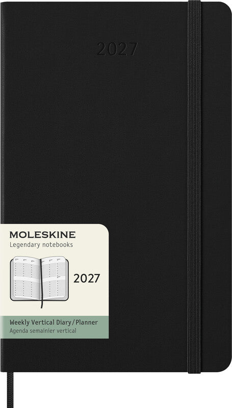 Moleskine Hardcover Wochenagenda – 1 Woche/2 Seiten, gebunden, 13 × 21 cm, Jan–Dez, 2027, schwarz, FSC