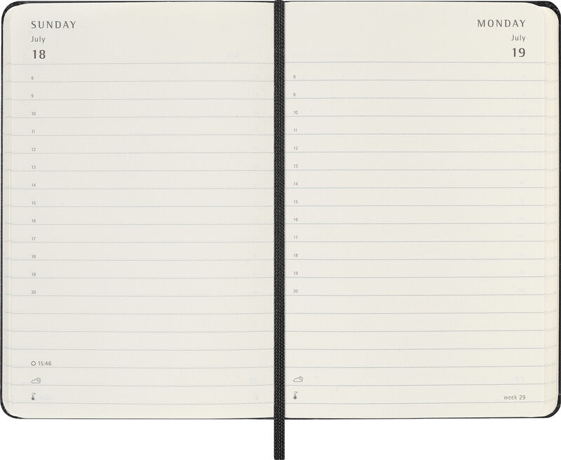 Moleskine Taschenagenda Daily – Tagesagenda 2027, 1 Tag/1 Seite, 9 × 14 cm, Hardcover, Englisch, Schwarz