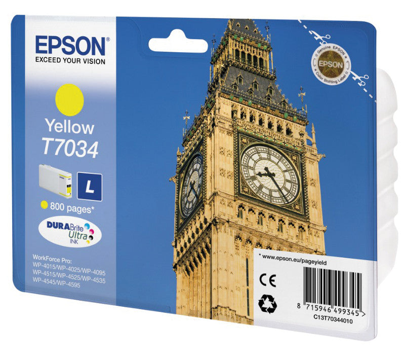 Epson Tintenpatrone T7034, Gelb, 800 Seiten – für Tintenstrahldrucker und Multifunktionsgeräte