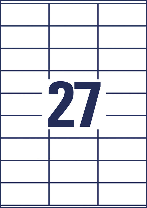 Avery Druckeretiketten, 70 mm × 32 mm, weiss, Papier, permanent, 2700 Etiketten (100 Blatt)
