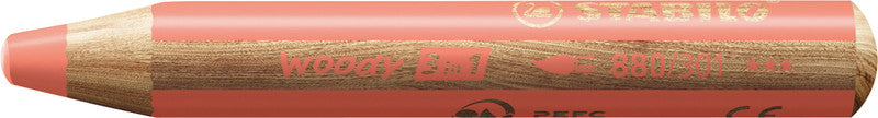 STABILO Buntstifte woody 3 in 1 – 3-in-1, Minen-Ø 10 mm, Einzelstift Rot