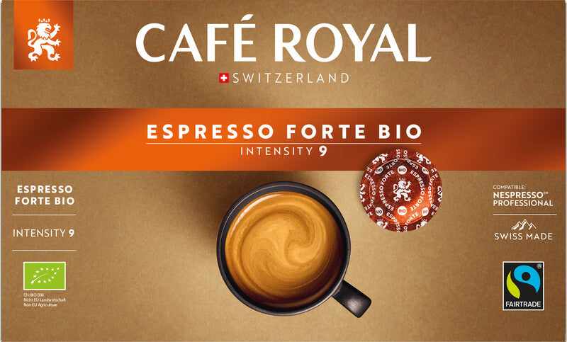 Café Royal Kaffeepads Espresso Forte – für Nespresso Professional – Intensität 9 – Bio – 50 Pads