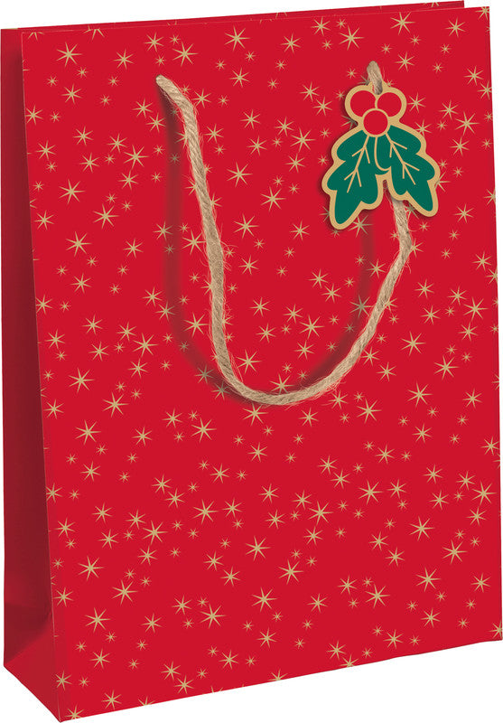 Clairefontaine Tragetasche – Holly (Weihnachten) – mit Kordel und Anhänger – 265 × 330 × 140 mm
