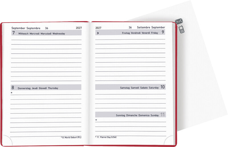 Biella Taschenagenda Tell – 2 Tage pro Seite, gebunden, 8,5 × 12,5 cm, 2027