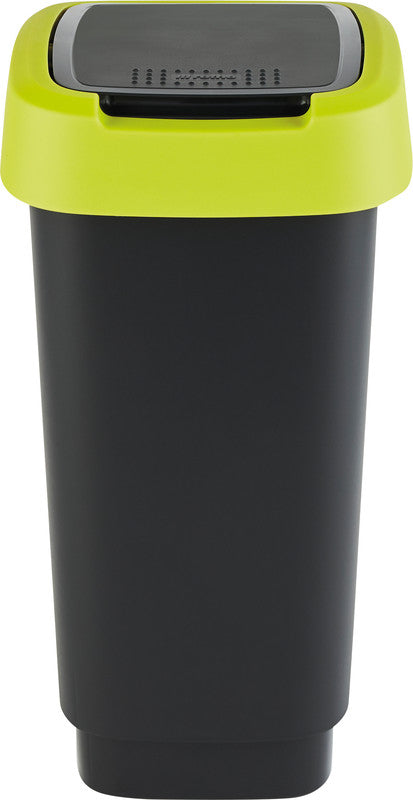 Rotho Abfallcontainer – 10 l – mit Deckel – Kunststoff, Limettengrün – B × H × T 181 × 330 × 248 mm