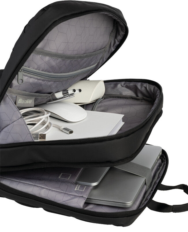 Bestway Business Pro Notebook-Rucksack – 17 l, wasserabweisend, Aufsteckfunktion, Kunststoff, schwarz