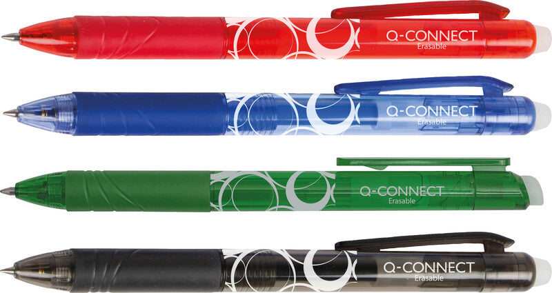 Q-CONNECT KF18627 – Tintenroller, 0,7 mm, Grün, radierbar, Druckmechanik, Kunststoff, für Linkshänder