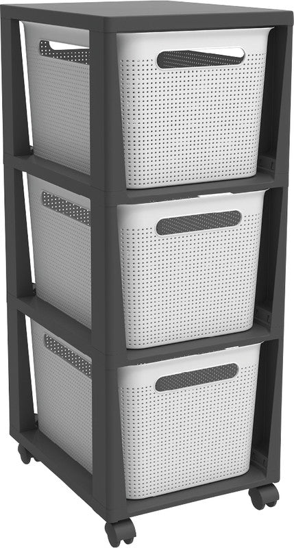 Rotho Schubladenturm Brisen – Kunststoff, anthrazit, 30 × 77 × 37 cm