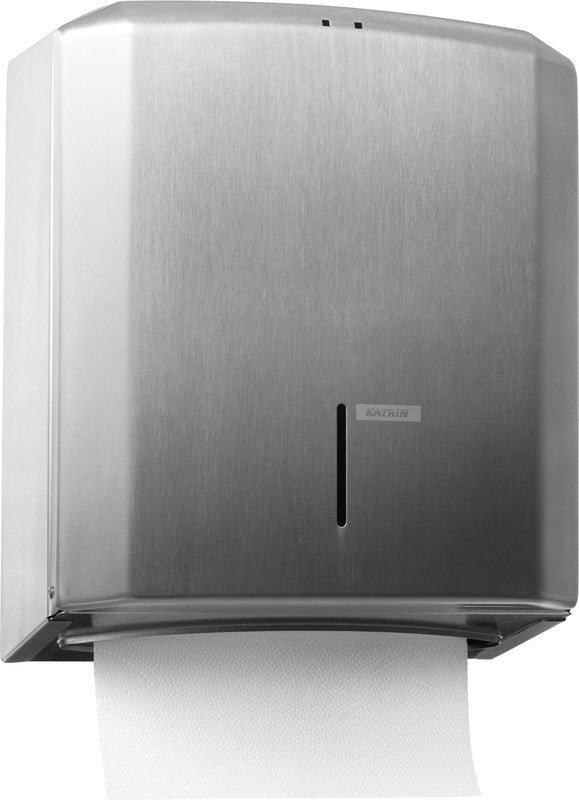 Katrin Falthandtuchspender Edelstahl Silber – für Falthandtücher bis 260 mm – 275 × 330 × 132 mm