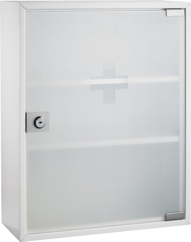 Alco Medizinschrank – Stahl, weiss, abschliessbar, 32 × 36 × 10 cm, inkl. Befestigungsmaterial