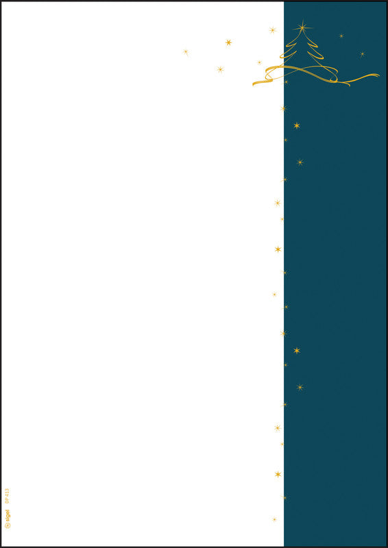 Sigel Motivpapier – A4, 90 g/m², Motiv: Weihnachtsbaum Petrol – für Inkjet/Laser/Kopierer – FSC – 100 Blatt
