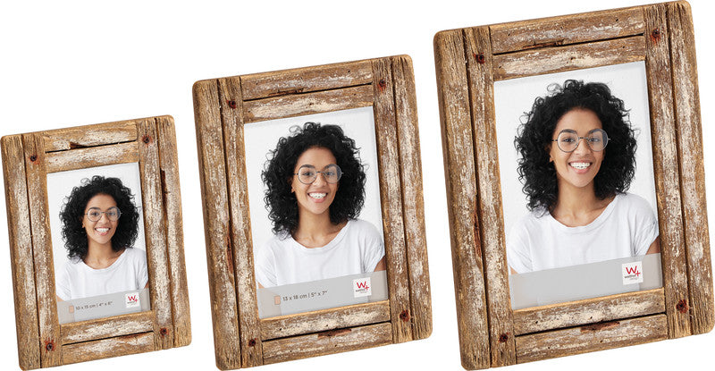 Walther Design Bilderrahmen Dupla Portrait, braun, Holz (Tanne), 13 × 18 cm, mit Aufsteller – eco:plus