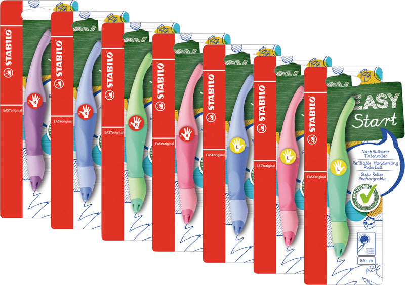 STABILO EASYoriginal Start Pastell – Tintenroller, mit Kappe, 0,5 mm, Blau, für Linkshänder