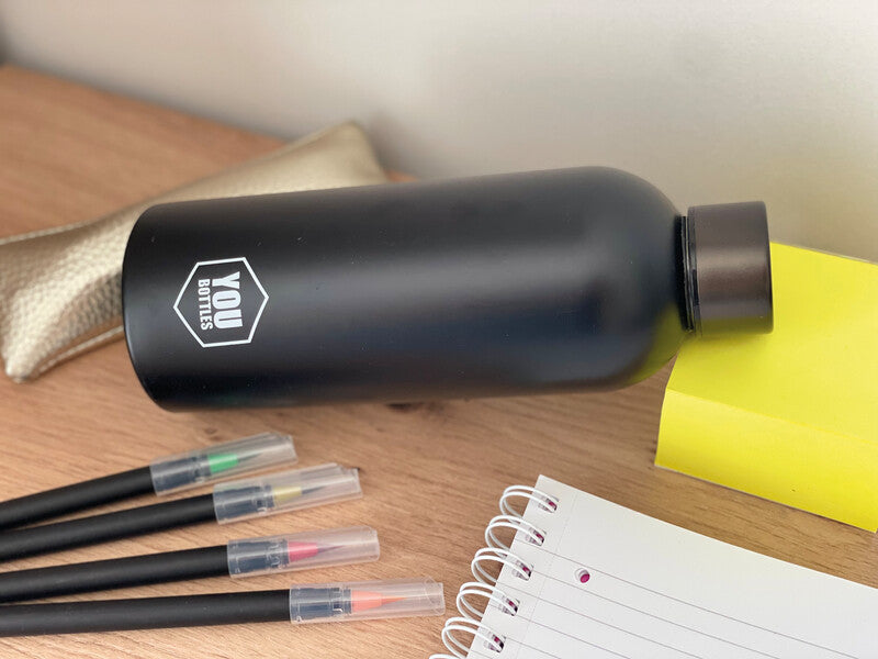 Youbottles Trinkflasche Dual – 5 dl – Edelstahl, isoliert, Schraubverschluss – Monochrome Black