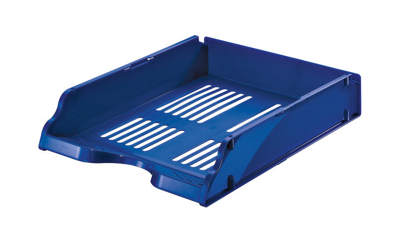 Esselte Briefkorb – mit Griffausschnitt, mit Beschriftungsfeld, glänzend, blau, B 260 × H 76 × T 336 mm