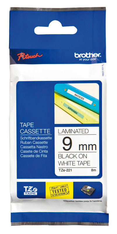 Brother Schriftband – 9 mm × 8 m, weiss, schwarz