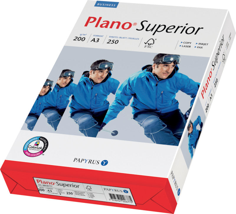 Plano Kopierpapier – A3, 200 g/m², hochweiss – für Inkjet/Laser/Kopierer – FSC – 250 Blatt