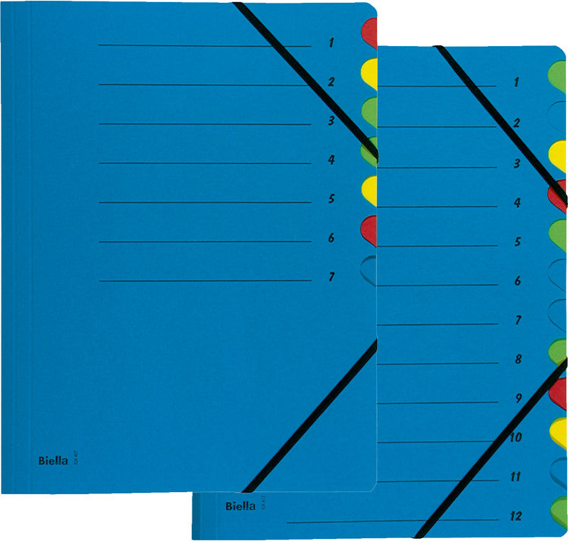Biella Sammelmappe für A4, Karton, Blau, mit Gummizug