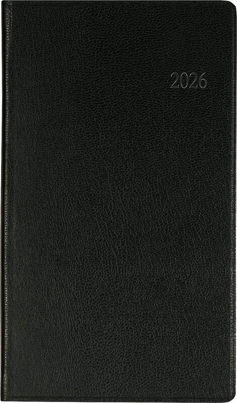 Biella Budget Agenda – 1 Woche/2 Seiten, gebunden, 8,7 × 15,3 cm, Jan–Dez, 2026, schwarz, FSC