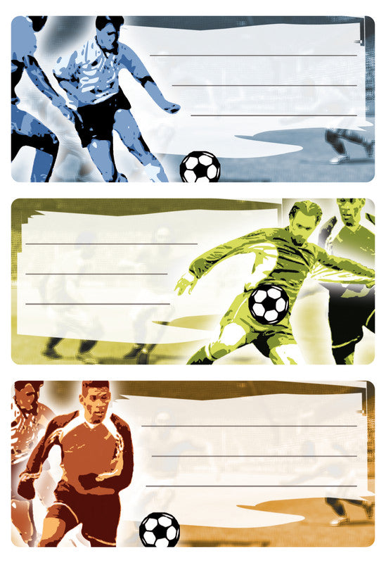 HERMA Vario Schuletiketten – Motiv Football – 35 × 76 mm, Abgerundete Ecken, 9 Stück, 3 Bögen