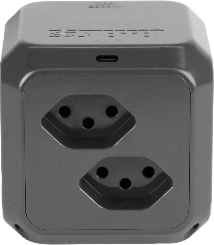 Steffen Steckdosenleiste Cube – 1,50 m, Kunststoff, Anthrazit, 8× T13, 1× USB-C PD 18 W