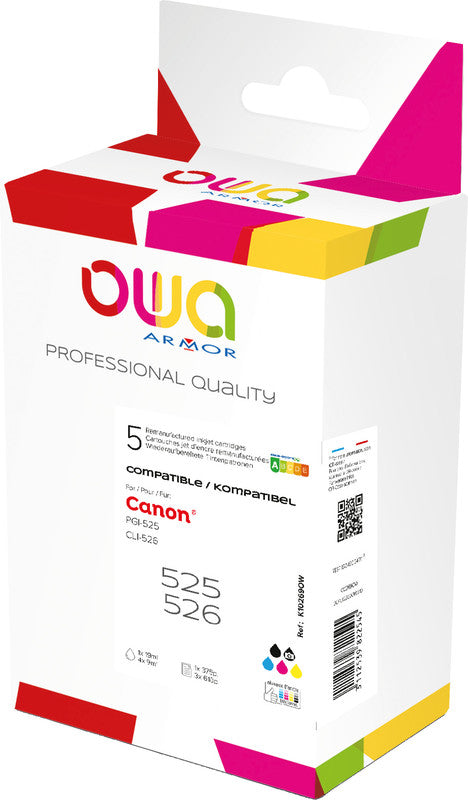 Owa Tintenpatronen-Multipack PGI-525/CLI-526, CMYK, 5er-Pack, kompatibel – für Canon-Drucker