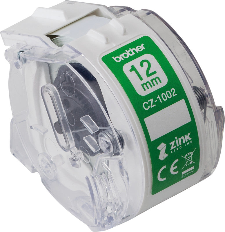 Brother Etikettenrolle, 12 mm × 5 m, weiss, Papier, permanent, für VC-500W