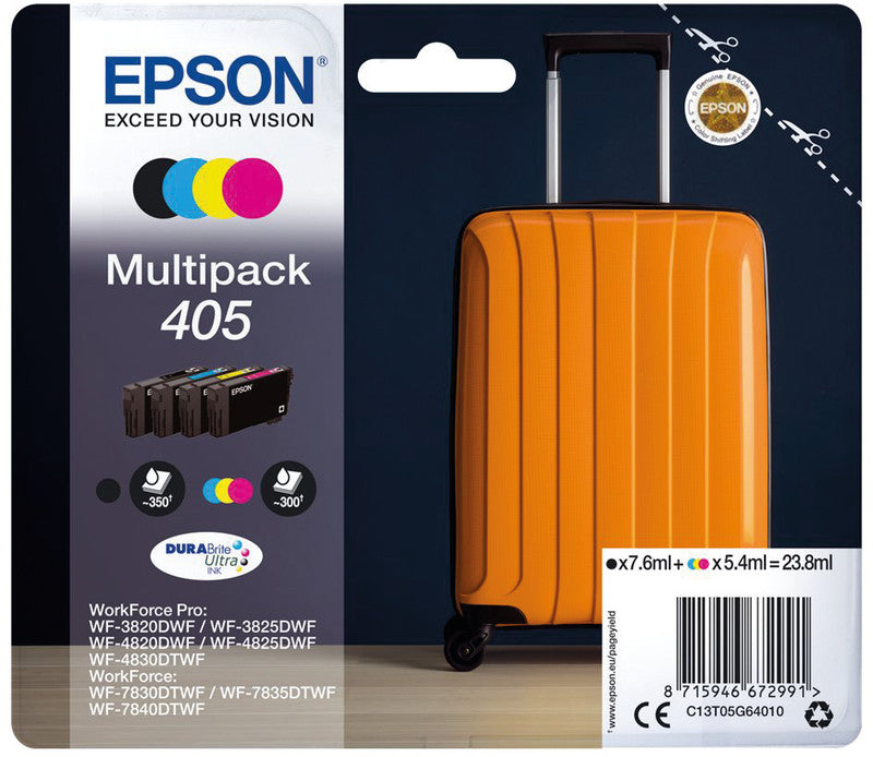 Epson Tintenpatronen-Multipack 405, CMYK, 4er-Pack – für Inkjetdrucker und Multifunktionsgeräte