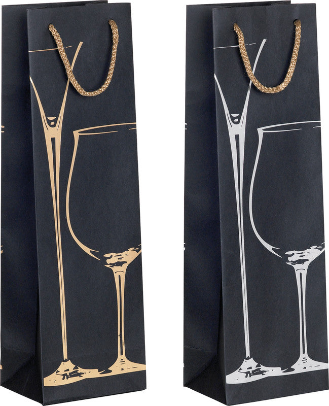 Zoewie Geschenkbox – Glas Wein – Heissfolienprägung, Gold – für Flaschen – 120 × 390 × 90 mm