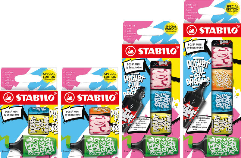 STABILO BOSS Textmarker Mini Set 6 Farben – Keilspitze, 2–5 mm