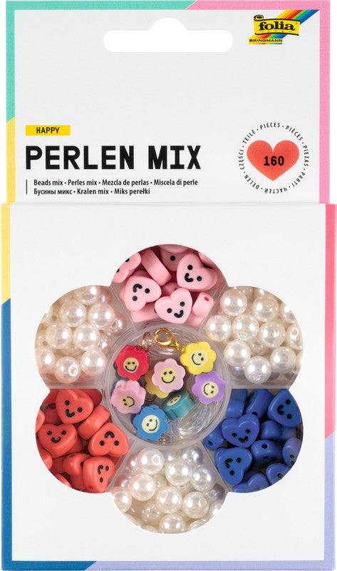Folia Perlenset Mix Happy – 160-teilig, mehrfarbig