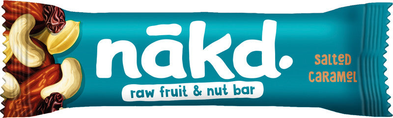 Nakd Riegel – Salted Caramel, vegan, ohne Zuckerzusatz, Schachtel, 4 × 35 g (140 g)