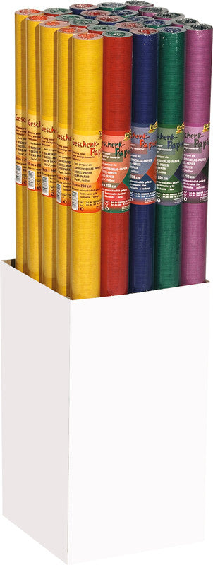 Folia Geschenkpapier Rolle – Kraftpapier, gerippt – 700 × 2000 mm – 80 g/m2 – Gelb/Orange