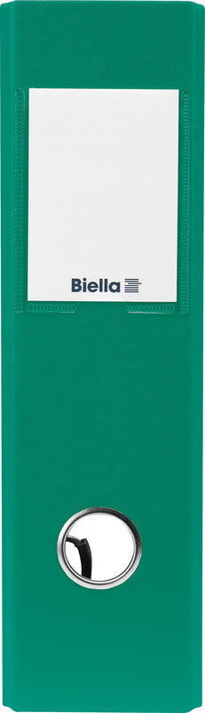 Biella Plasticolor Ordner – A5 Hochformat – 2-Ring Hebelmechanik, Rücken 70 mm – Grün, mit Griffloch, FSC
