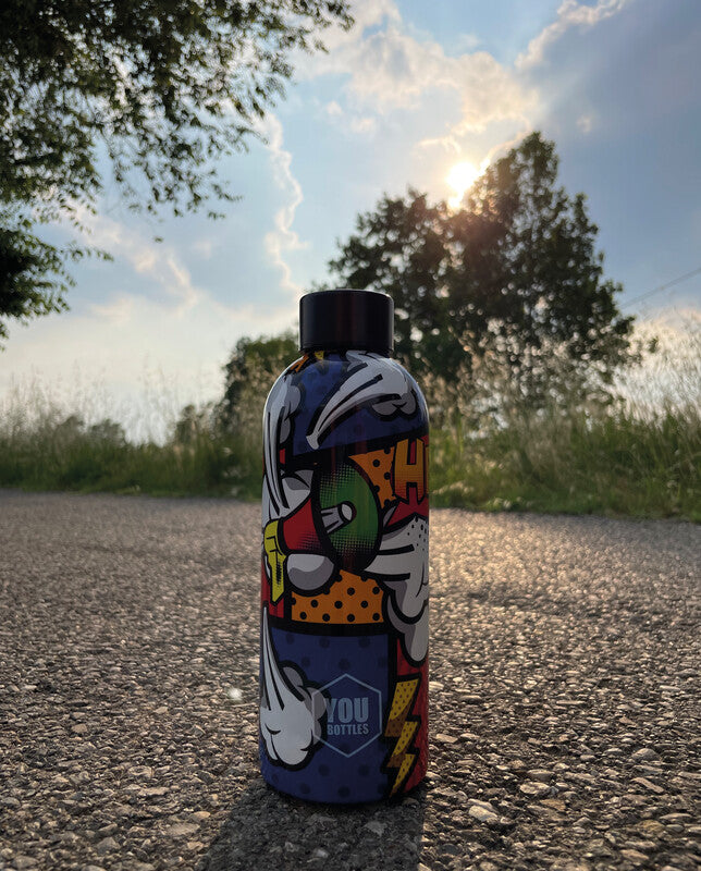 Youbottles Trinkflasche Dual – 5 dl – Edelstahl, isoliert, Schraubverschluss – Street Art Pop Art